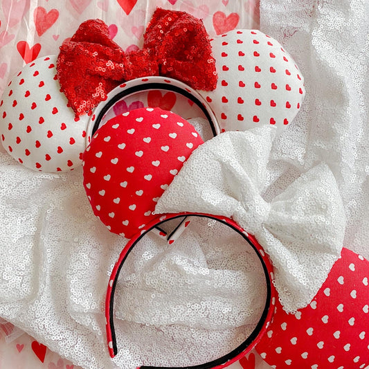 Mini White Hearts Valentine's Day Ears