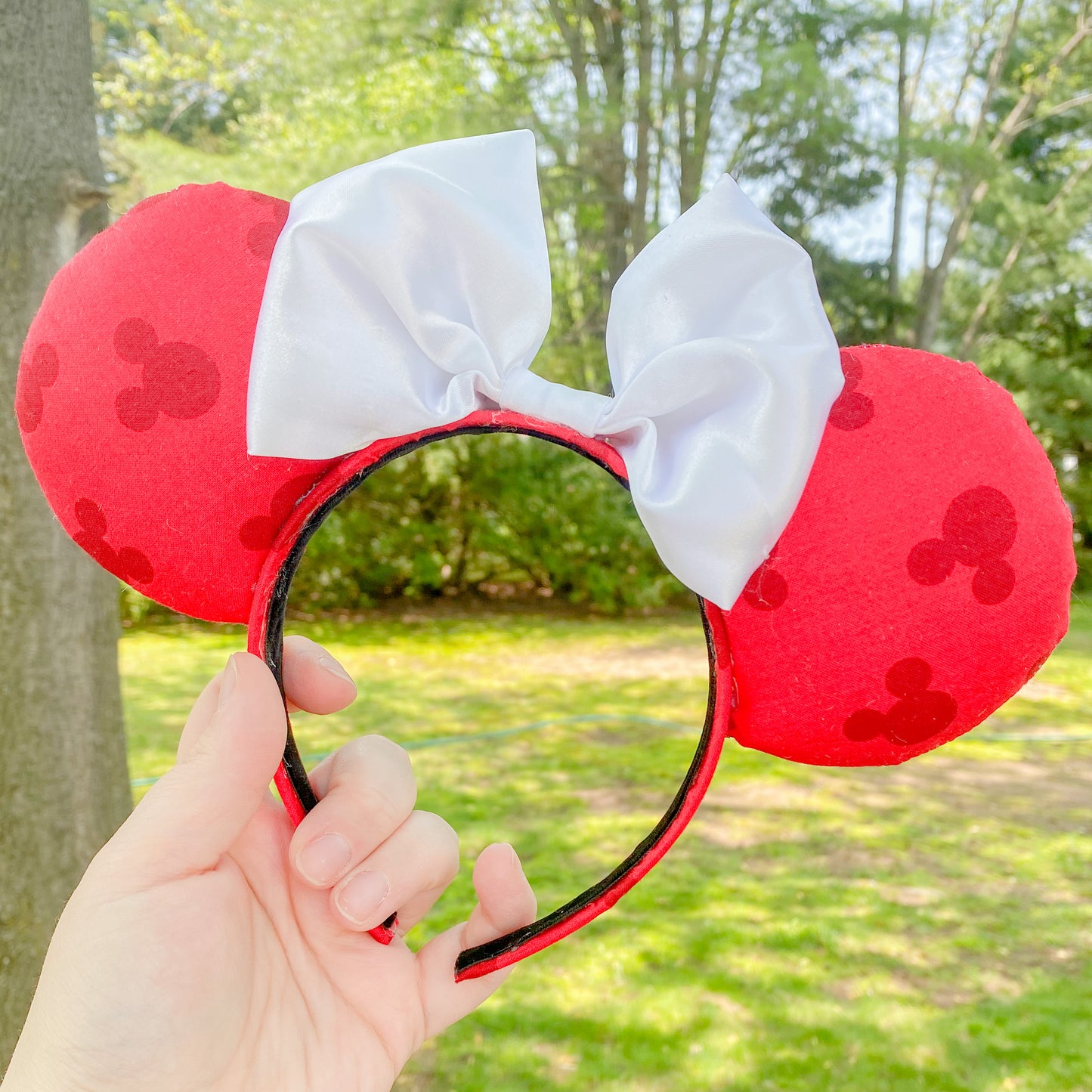 Red on Red Mickey Silhouette Mouse Ears