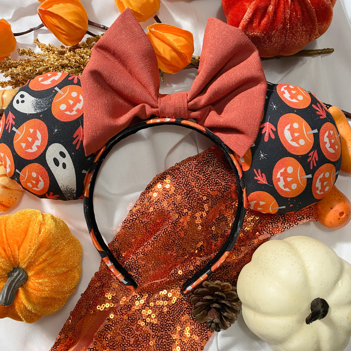 Pumpkin Ghost Mouse Ears | Spooky Season | Halloween Ears