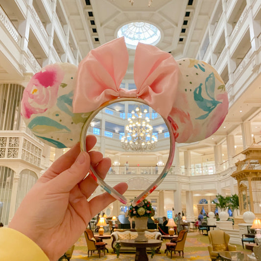 Grand Floridian Floral Water Color Mickey Mouse Ears